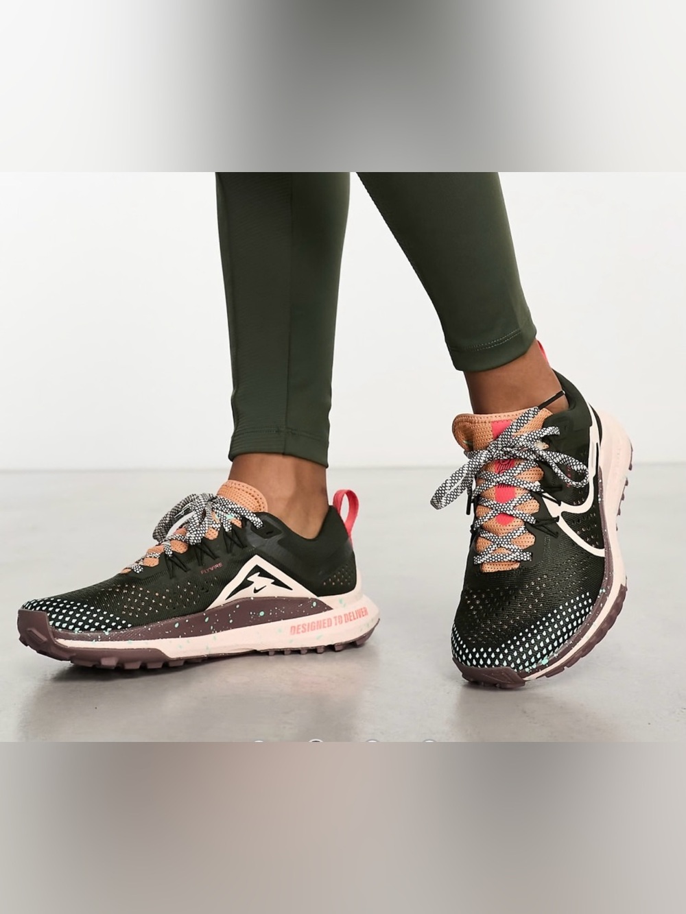 Nike Running React Pegasus Trail 4 trainers in dark green size 7.5